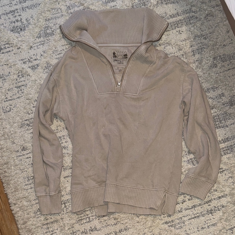 C&C California Taupe Cowl Neck Sweater SUNWASHED